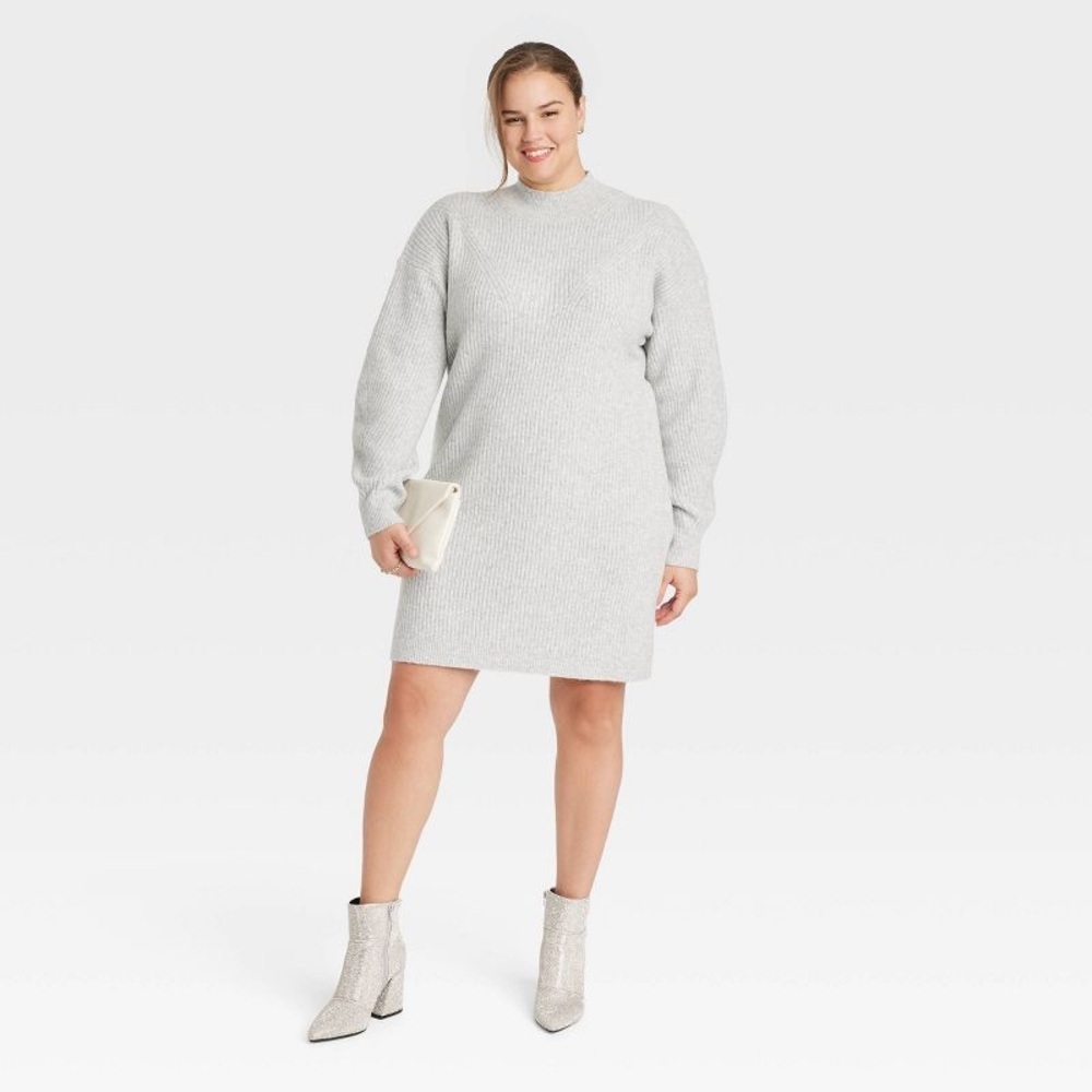 Women's XXL Long Sleeve Sweater Dress - A New Day GRAY
